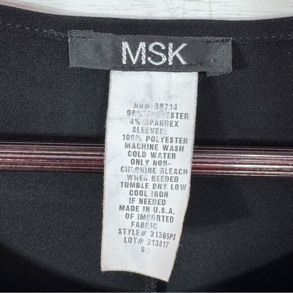 MSK Chiffon Bell Sleeve Jersey Sheath Dress Black Small Gothic Bewitched Boho - Picture 9 of 11